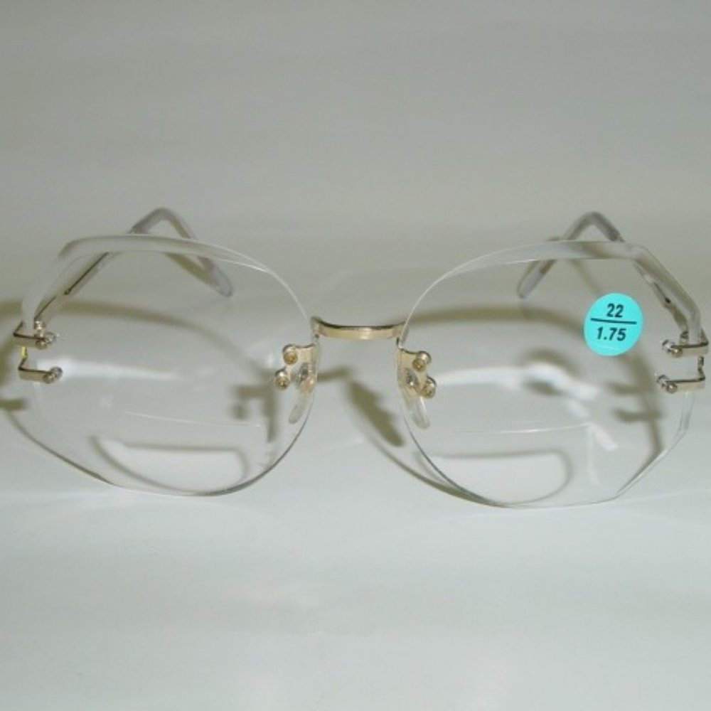 NWT Vintage 90's Lady Dia-Cut Bi-Focal Reading Glasses +1.25 (Gold/Clear)